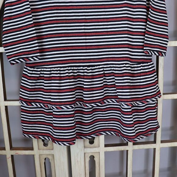 Brooks Brothers Black Red striped Girls Ruffle Shift Long Sleeve Dress Size XL N - Picture 6 of 10